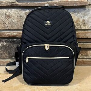 Matein Black Chevron Quilted Backpack